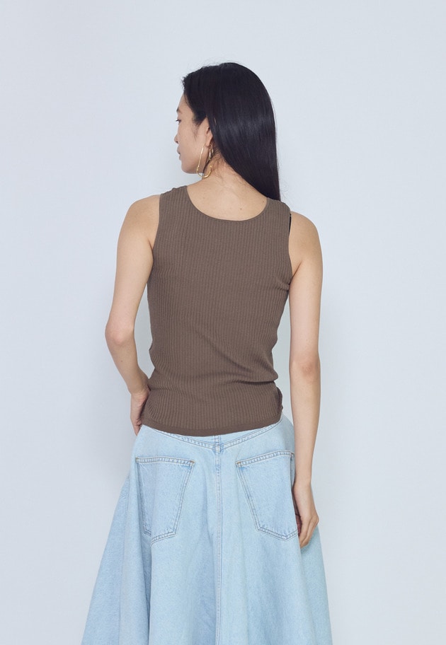 スクープネックリブニットタンクトップ 詳細画像 Khaki 3