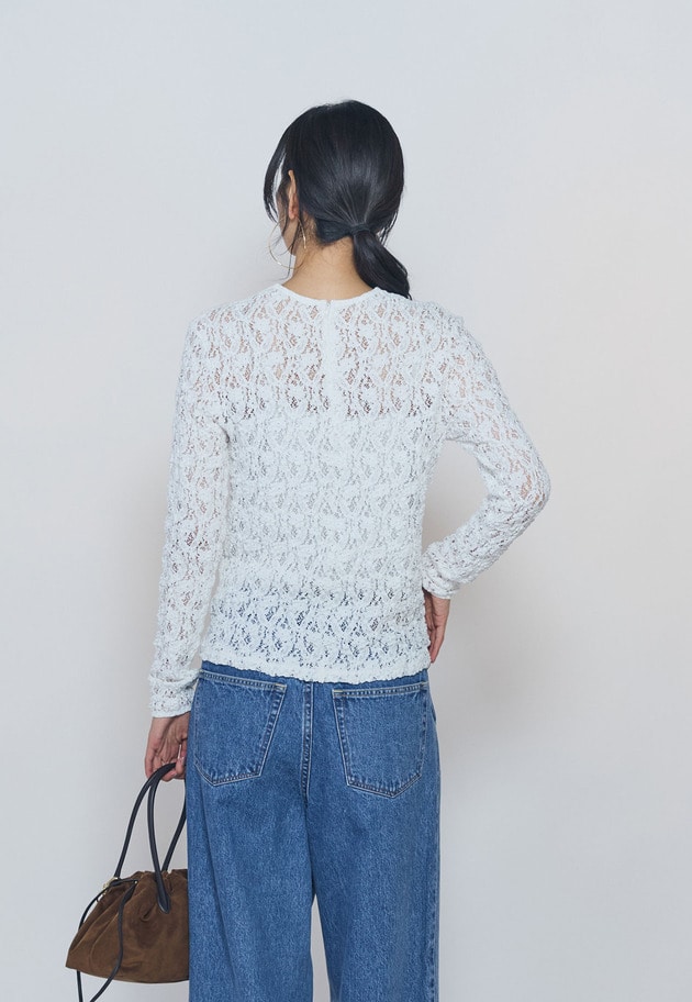ストレッチレースプルオーバー 詳細画像 Offwhite 3