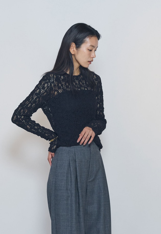 ストレッチレースプルオーバー 詳細画像 Black 2