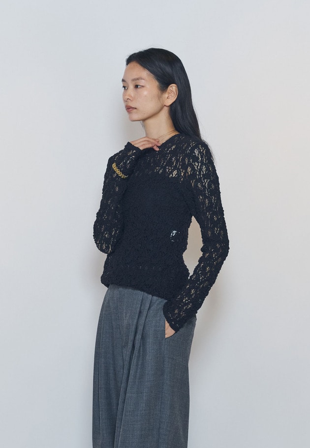 ストレッチレースプルオーバー 詳細画像 Black 4