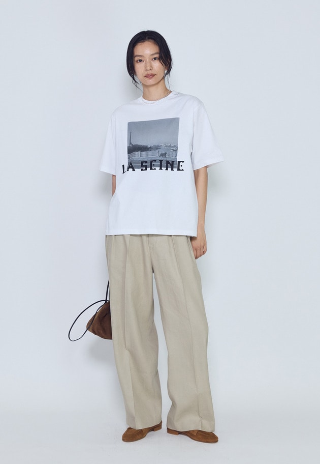 【予約】USコットン " SEINE"プリントTシャツ 詳細画像 Offwhite 5
