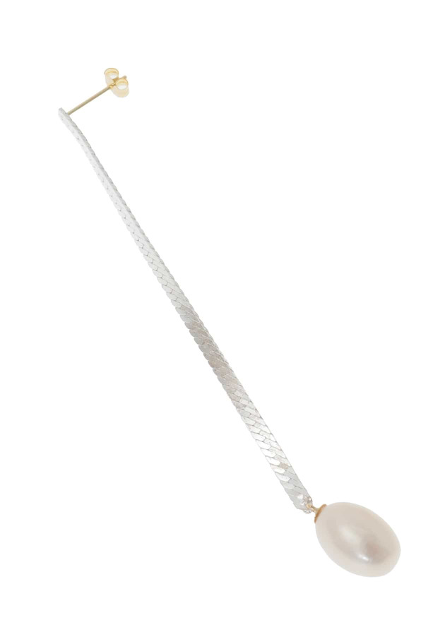 ＜YVETTE（イヴェット）＞スネークチェーンパールピアス(片耳) 詳細画像 Silver 4