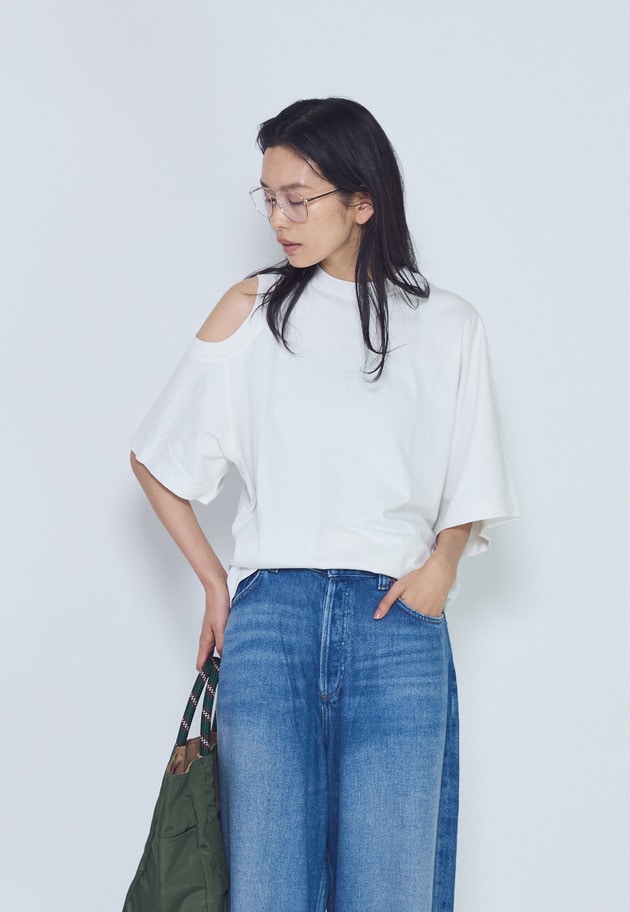 【予約】＜AGOLDE （エーゴールド―イー）＞ショルダーカットTシャツ 詳細画像 White 2