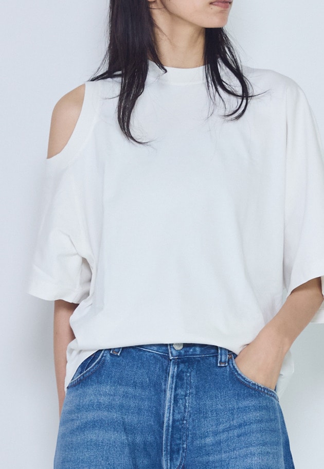 【予約】＜AGOLDE （エーゴールド―イー）＞ショルダーカットTシャツ 詳細画像 White 4