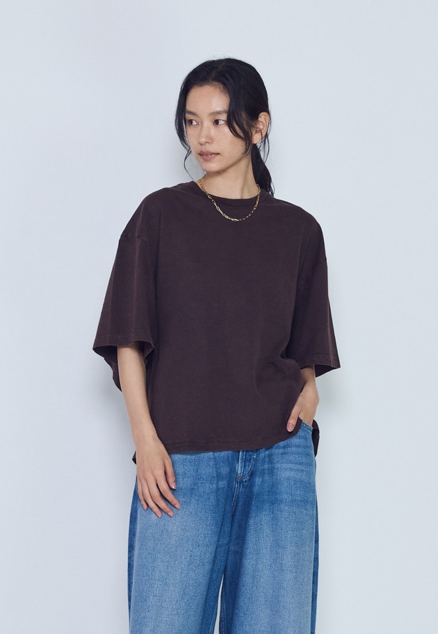 【予約】＜AGOLDE （エーゴールド―イー）＞"THEO"Tシャツ  詳細画像 Brown 2